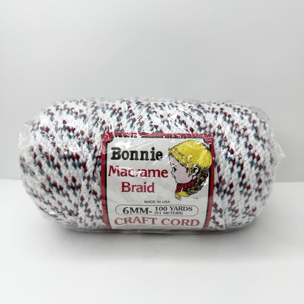 Vintage Pepperell Bonnie Macrame Braid Craft Cord 6MM 100 Yards Sno-Berry